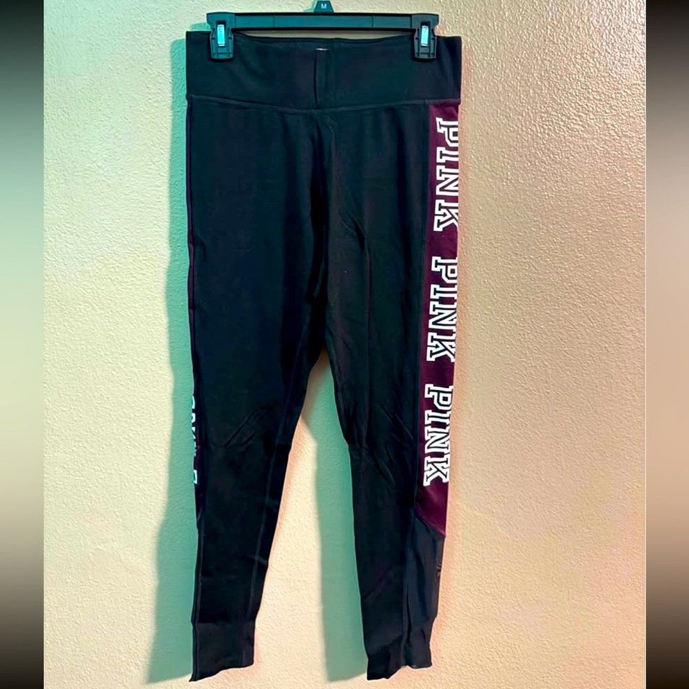 Pink Victoria’s Secret Ultimate Leggings Size M Stripe Workout Comfort Fit